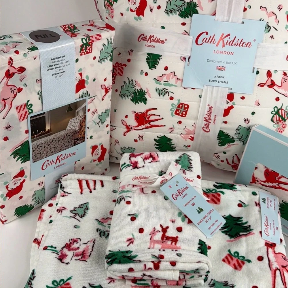 Cath Kidston Ditsy Deer Pink 12 PC Christmas Bundle ~ Precious NWT ~ Full